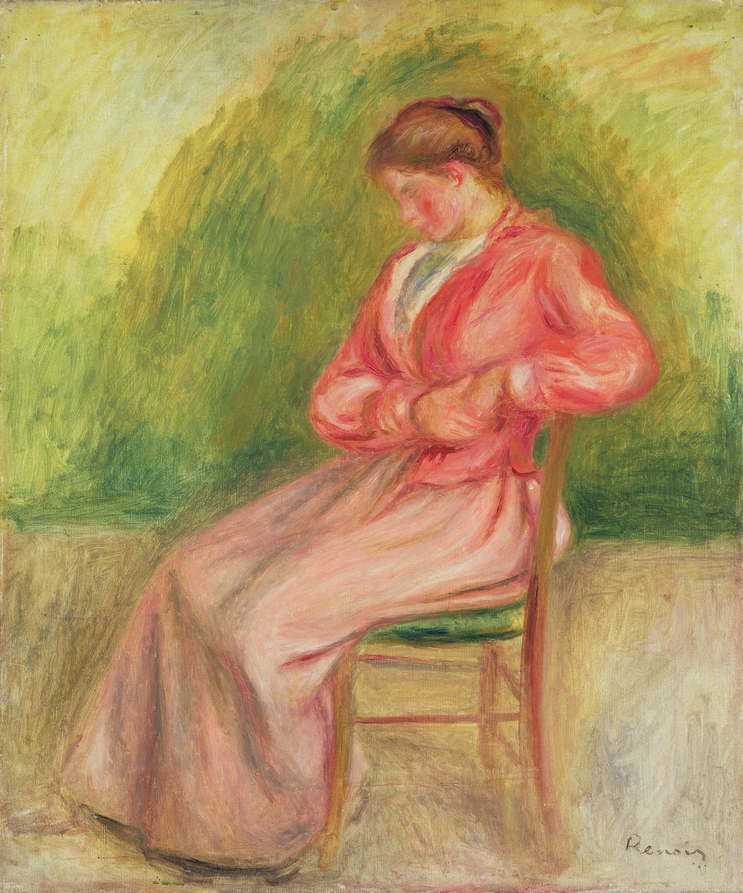 Siedząca kobieta (olej na płótnie) autorstwa Pierre Auguste Renoir