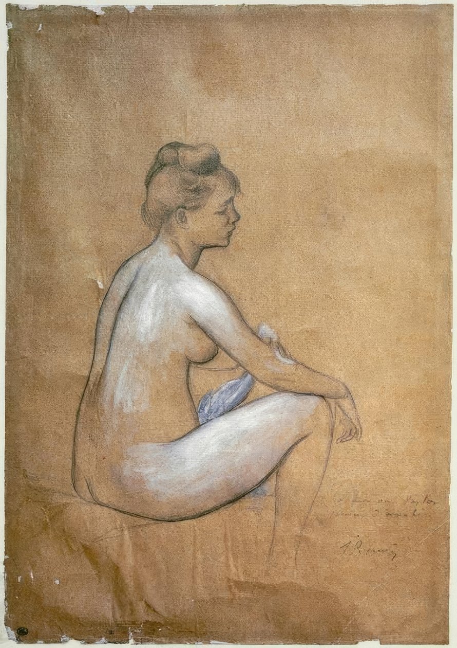 Kąpiący się na siedząco autorstwa Pierre Auguste Renoir