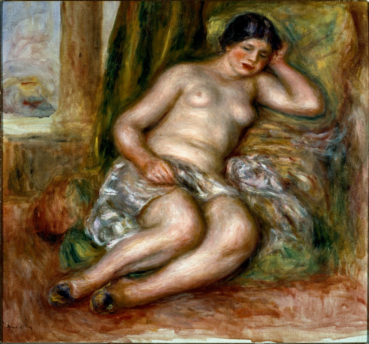 Odaliska do spania lub kapcie Odalisque. Obraz Pierre Auguste Renoir (Pierre-Auguste autorstwa Pierre Auguste Renoir