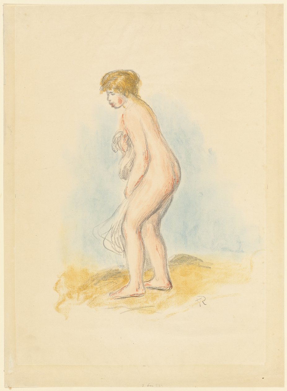Kąpiąca się w pozycji stojącej autorstwa Pierre Auguste Renoir