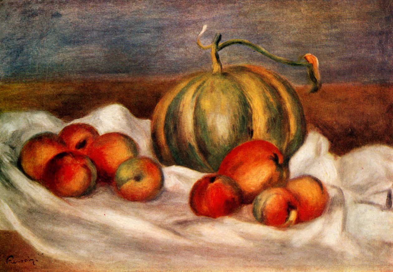 Martwa natura z melonem i brzoskwiniami, 1905, 1948. autorstwa Pierre Auguste Renoir