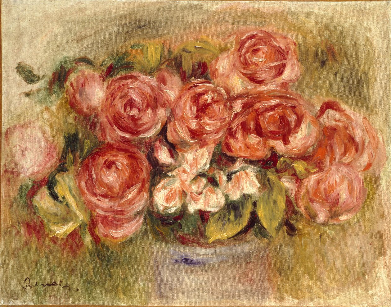 Martwa natura róż w wazonie, lata 80. i 90. XIX wieku autorstwa Pierre Auguste Renoir