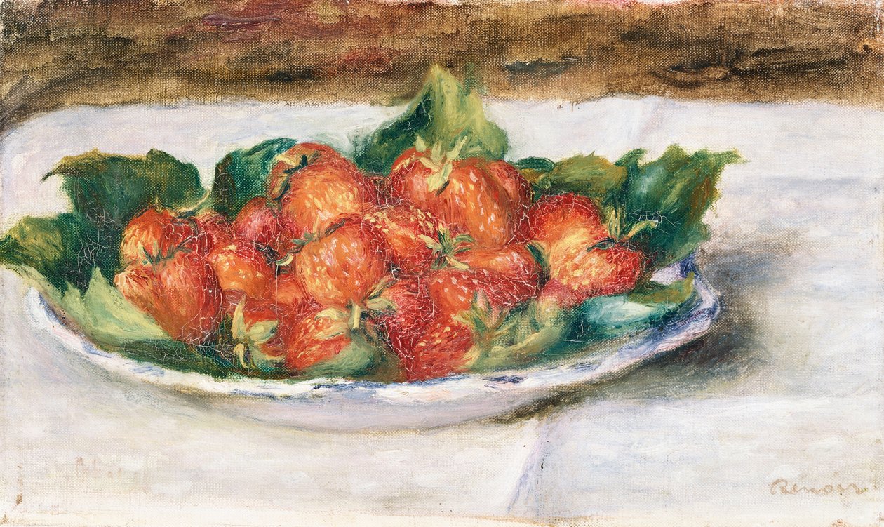 Martwa natura z truskawkami; Natura Morte avec Fraises, ok.1880 autorstwa Pierre Auguste Renoir