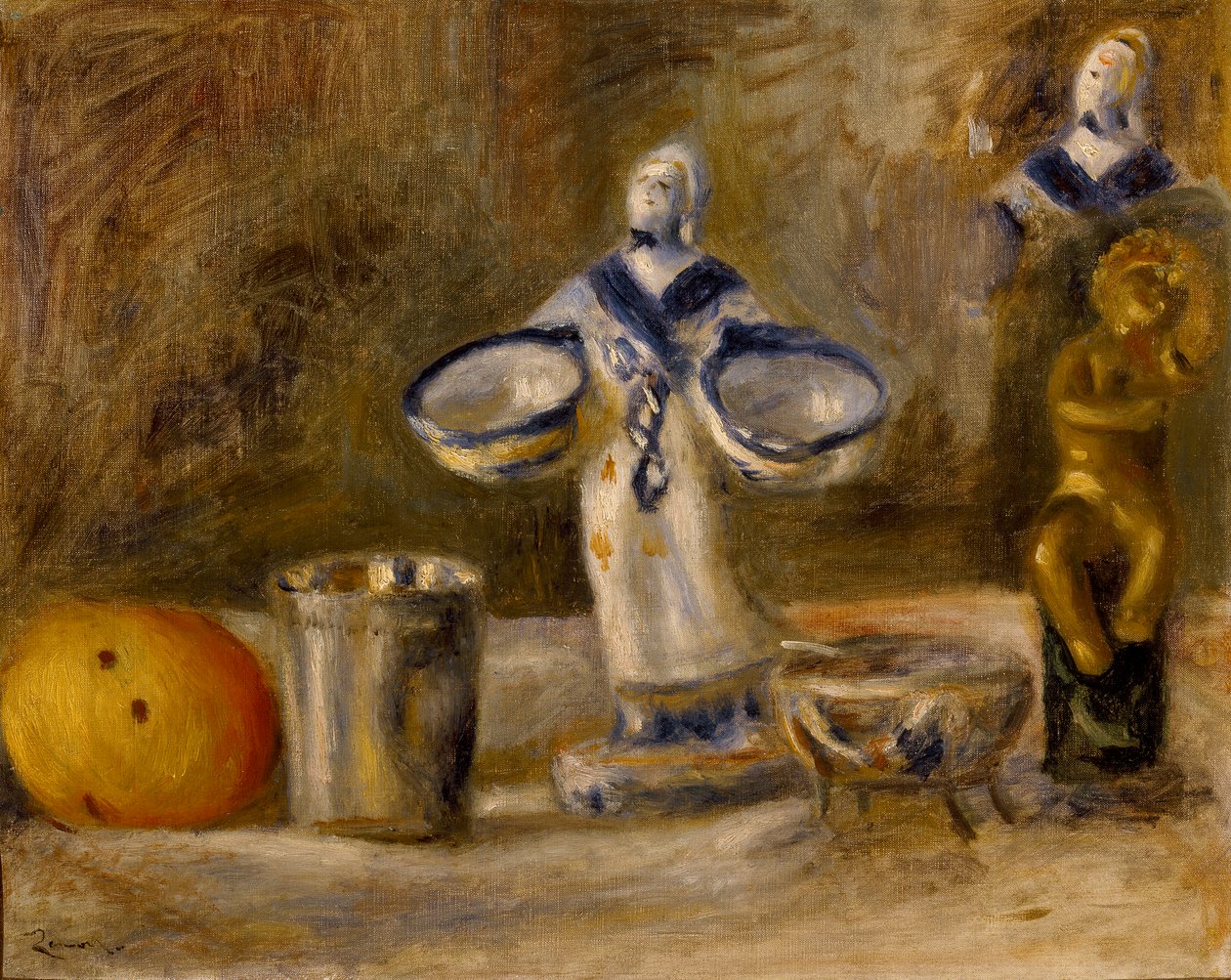 Martwa natura z figurą fajansu, post c1880 autorstwa Pierre Auguste Renoir