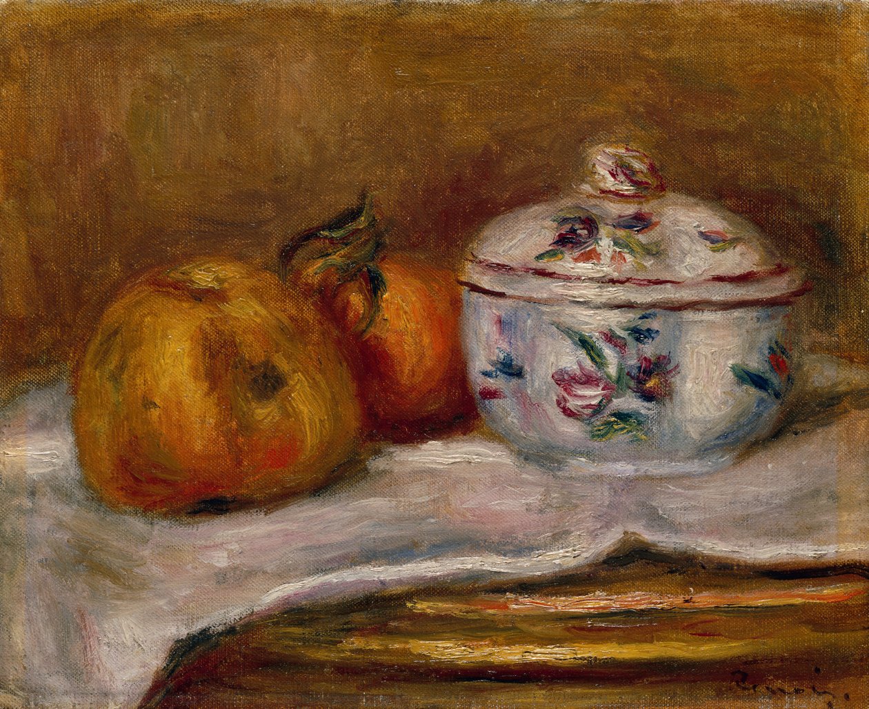 Cukiernica, Jabłko i Pomarańcza (olej na płótnie) autorstwa Pierre Auguste Renoir