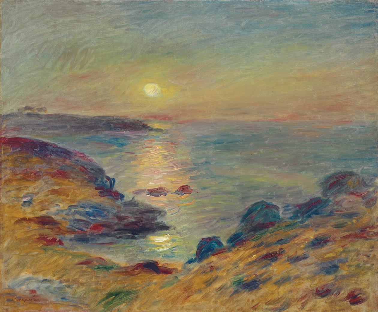 Zachód słońca w Douarnenez, ok. godz. 1883 autorstwa Pierre Auguste Renoir