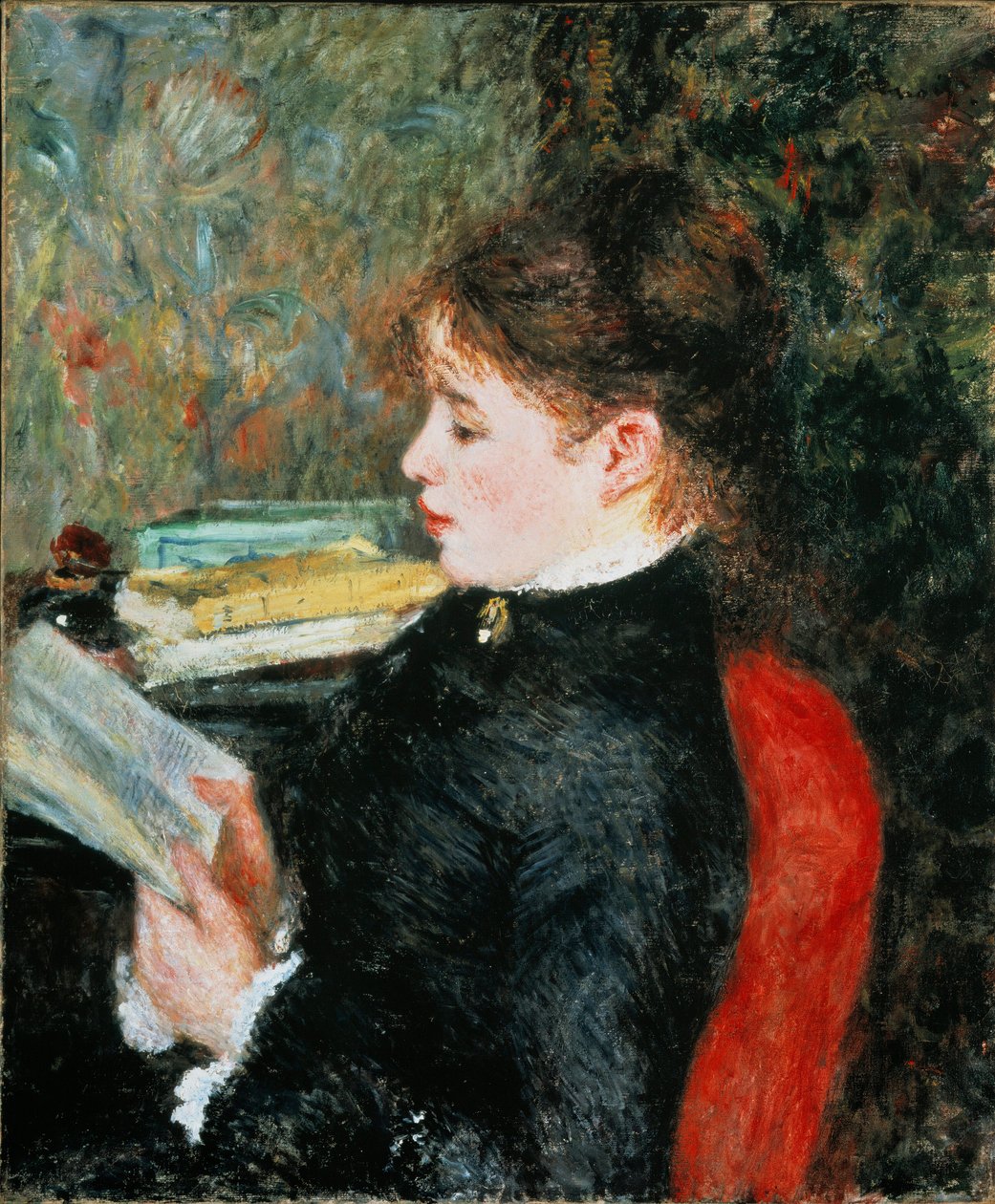Czytelniczka (Kobieta, która czyta). Obraz Pierre Auguste Renoir (Pierre-Auguste autorstwa Pierre Auguste Renoir