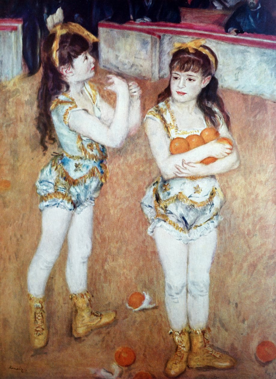 Dwie małe cyrkowe dziewczyny autorstwa Pierre Auguste Renoir