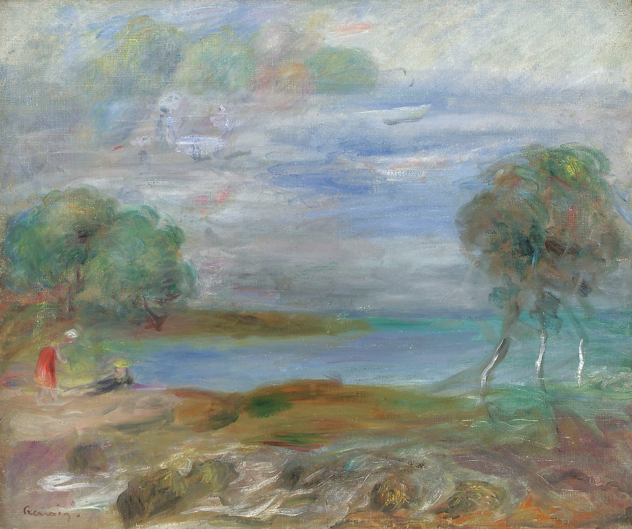 Dwie osoby na brzegu wody autorstwa Pierre Auguste Renoir