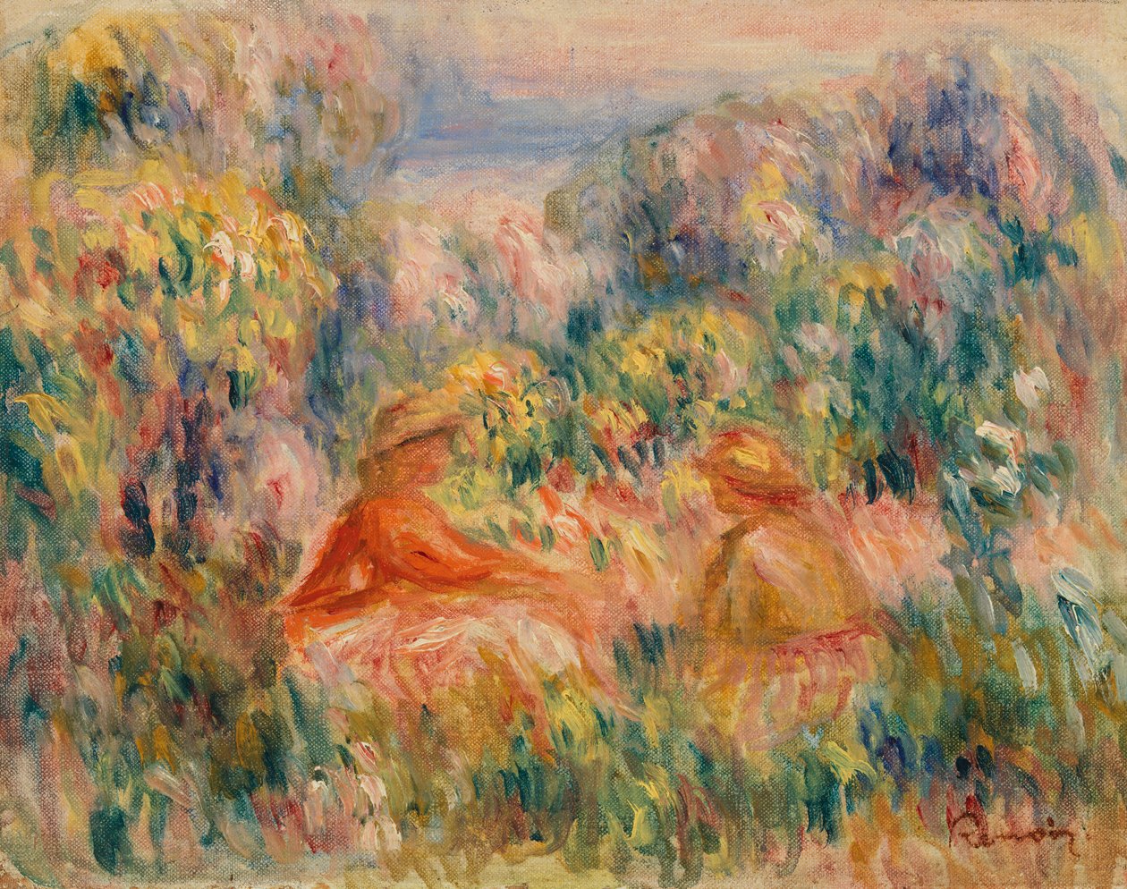 Dwie kobiety w krajobrazie autorstwa Pierre Auguste Renoir