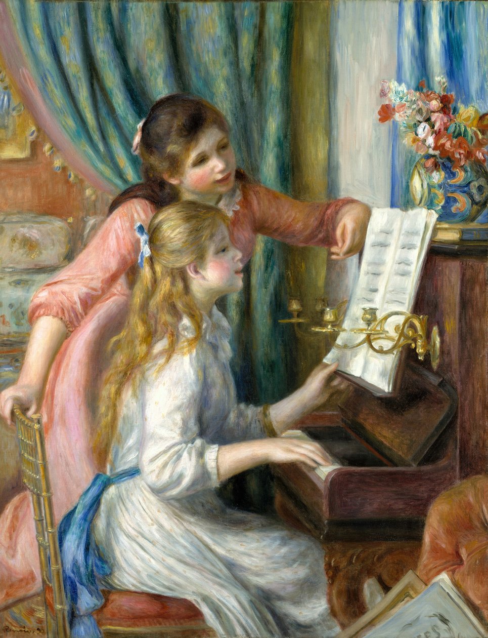Dwie młode dziewczyny przy fortepianie, 1892 autorstwa Pierre Auguste Renoir