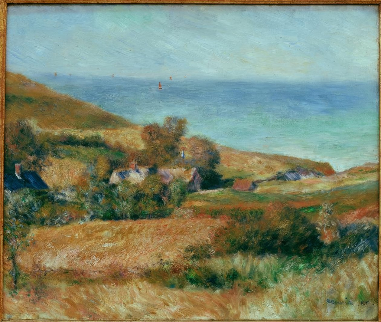 Widok na wybrzeże w pobliżu Wargemont w Normandii autorstwa Pierre Auguste Renoir