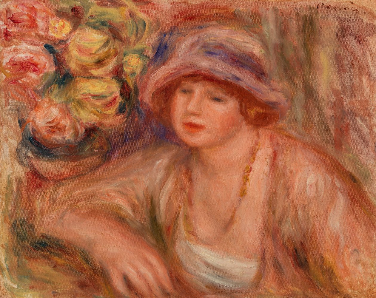 Kobieta pochylająca się autorstwa Pierre Auguste Renoir