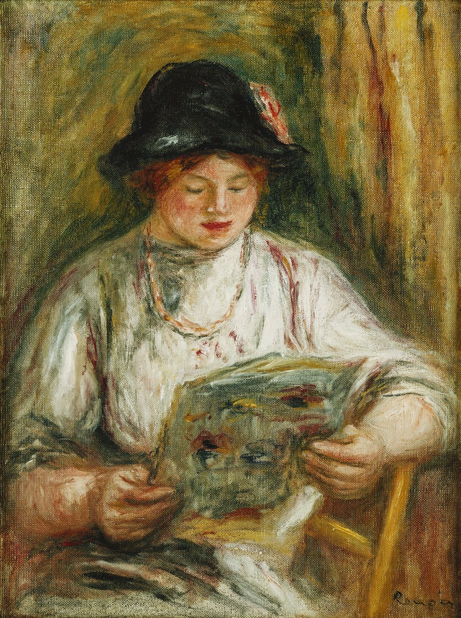 Kobieta Czytanie; Kobieta czytająca, ok. 1910-12 autorstwa Pierre Auguste Renoir