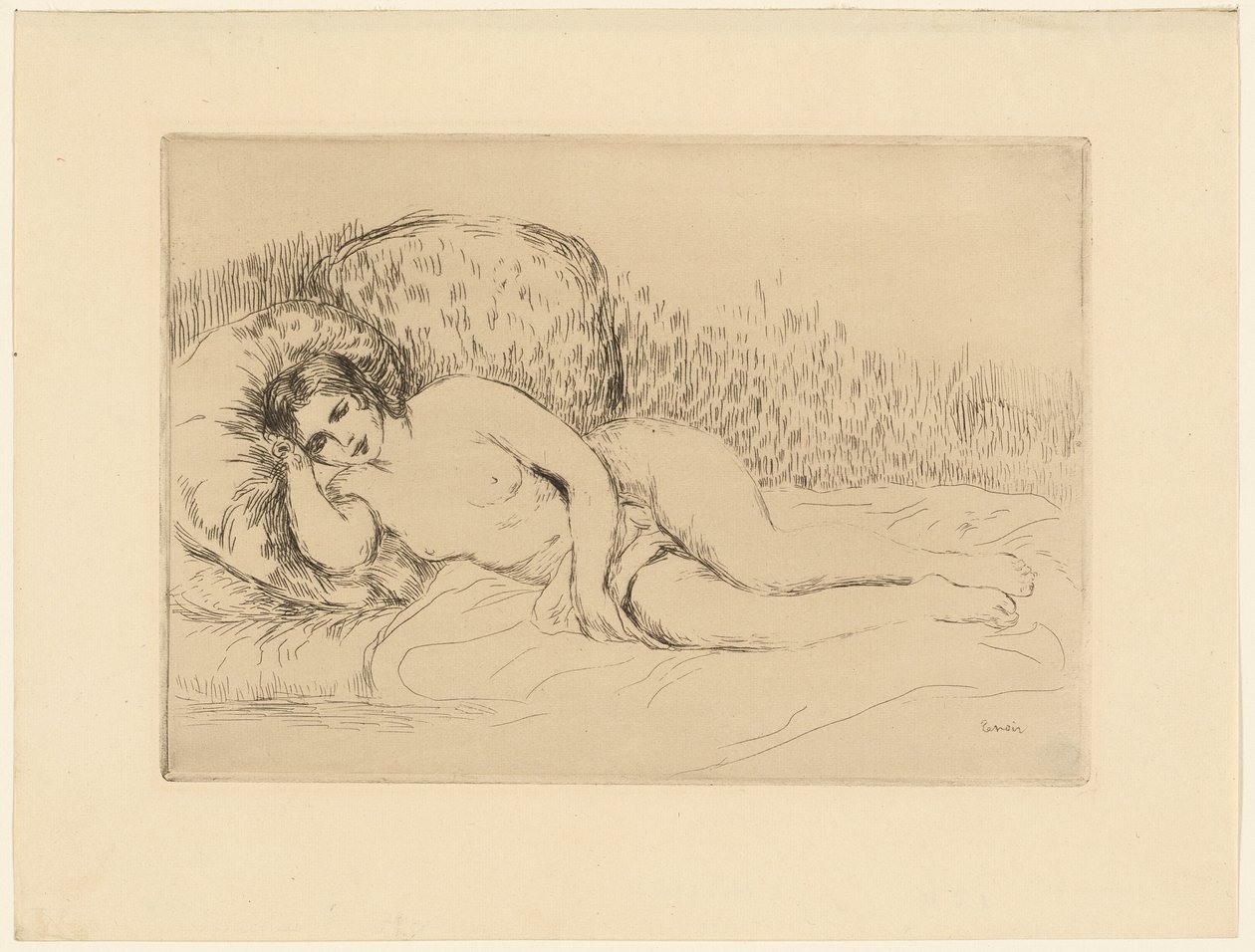 Kobieta leżąca po lewej stronie autorstwa Pierre Auguste Renoir