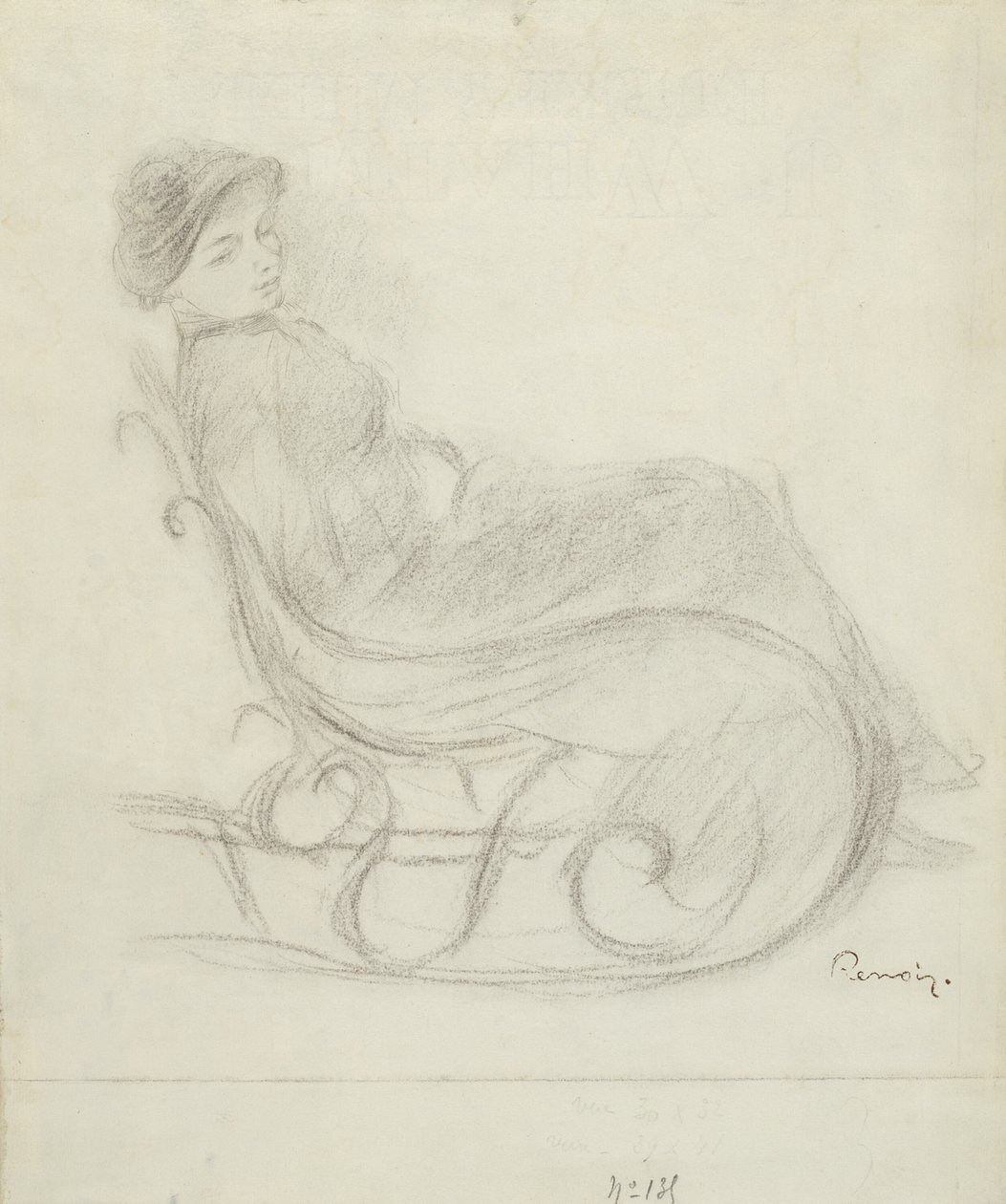Kobieta siedząca na krześle (rekto); Kobieta na krześle, widziana z tyłu (verso) autorstwa Pierre Auguste Renoir