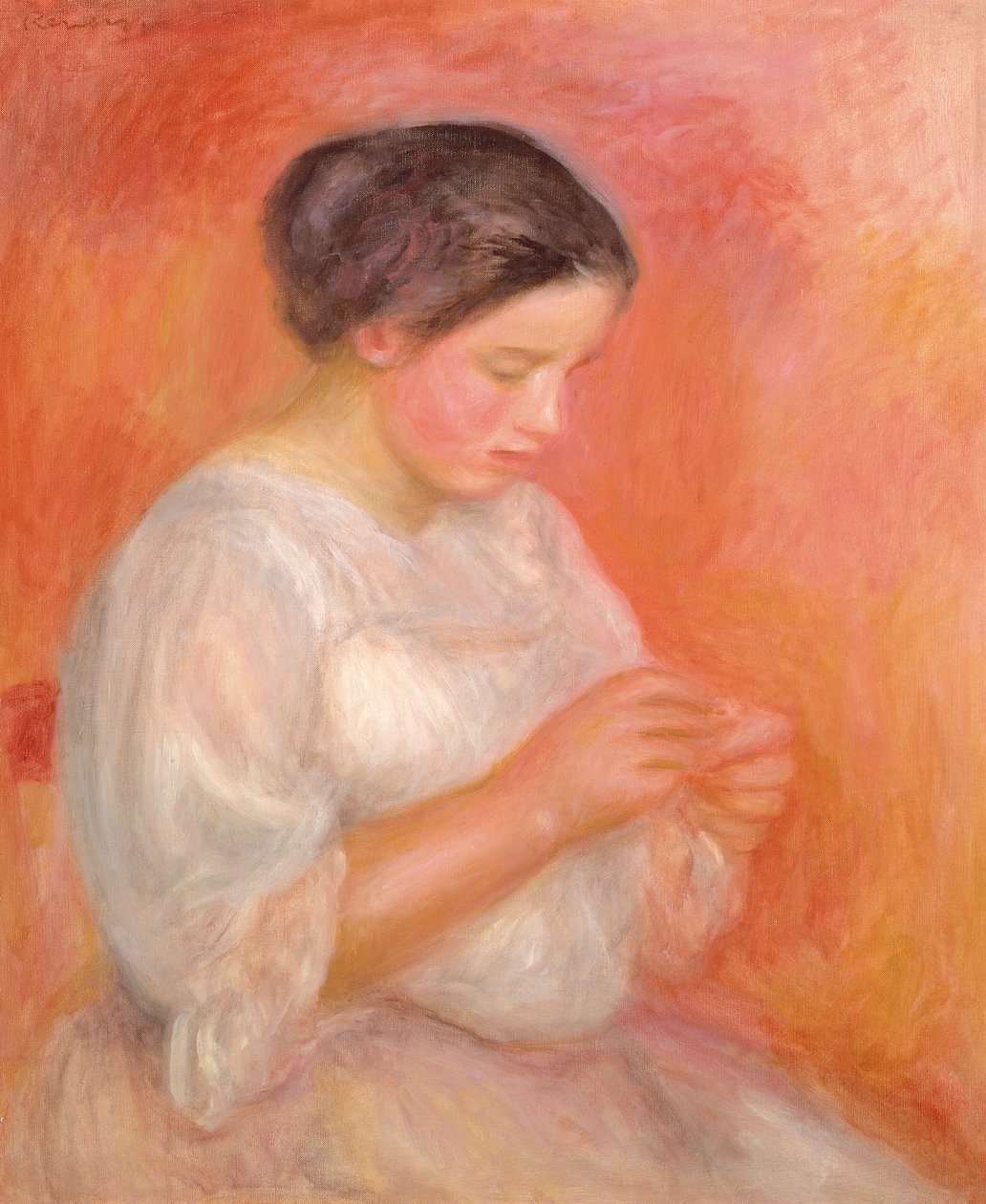 Szycie kobiet autorstwa Pierre Auguste Renoir
