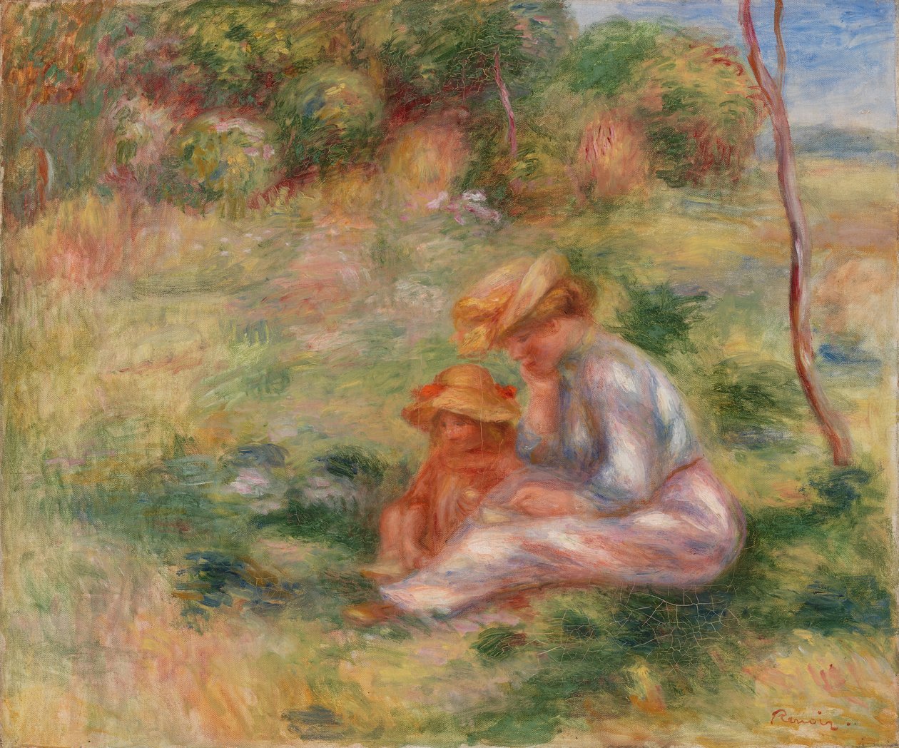 Kobieta i dziecko w trawie autorstwa Pierre Auguste Renoir