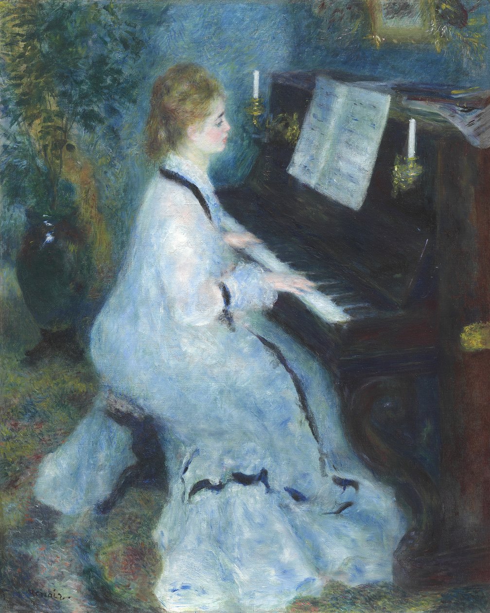 Kobieta przy fortepianie, 1875-76 autorstwa Pierre Auguste Renoir