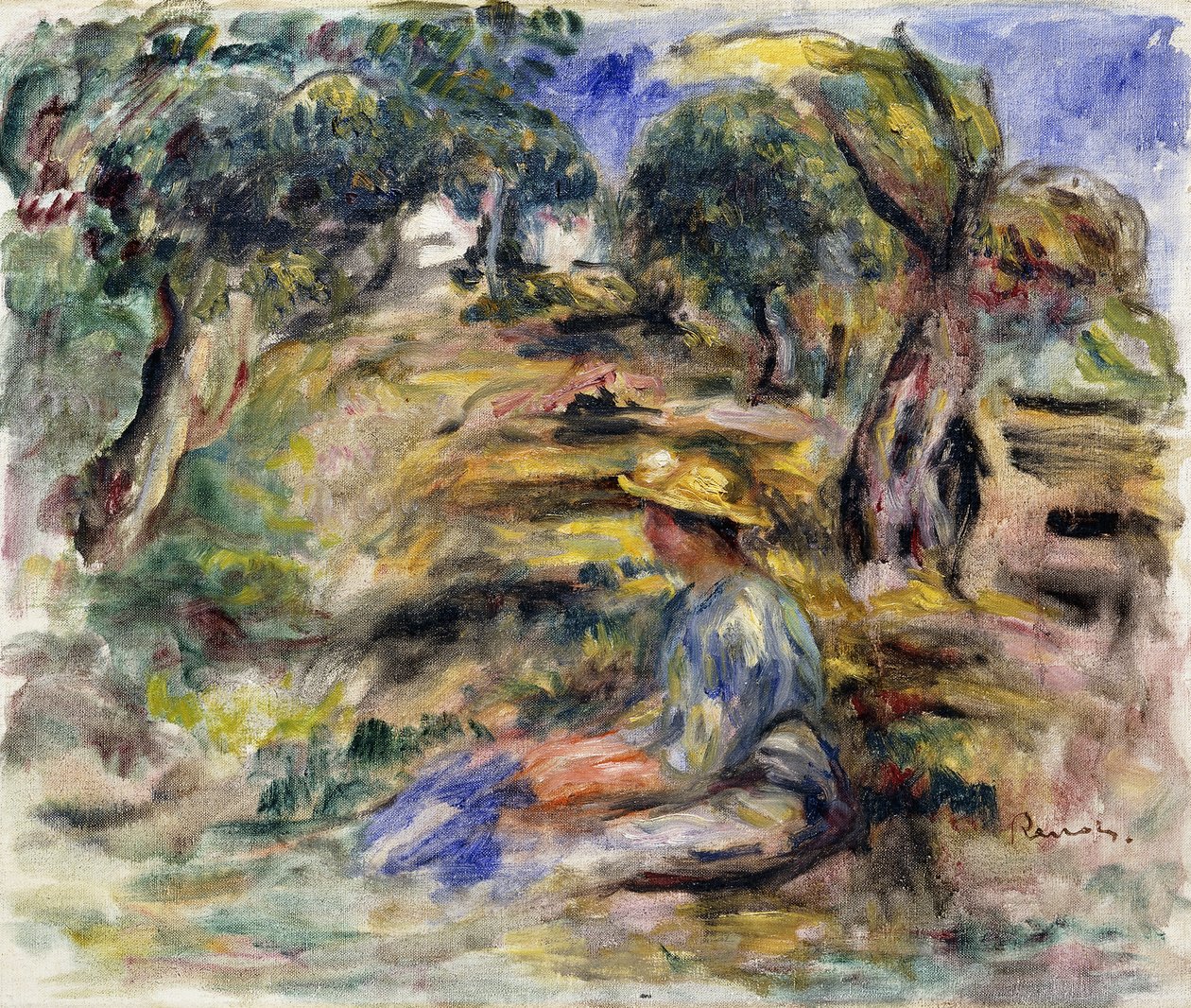 Kobieta w błękicie, Posadzona; Siedząca kobieta w kolorze niebieskim, autorstwa Pierre Auguste Renoir