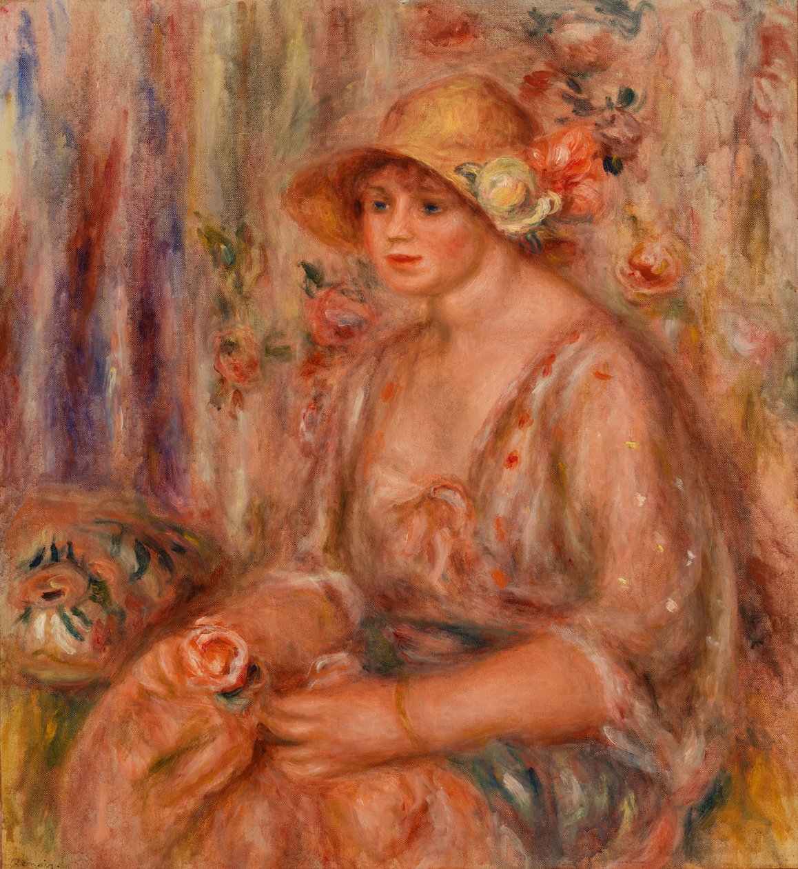 Kobieta w muślinowej sukience autorstwa Pierre Auguste Renoir