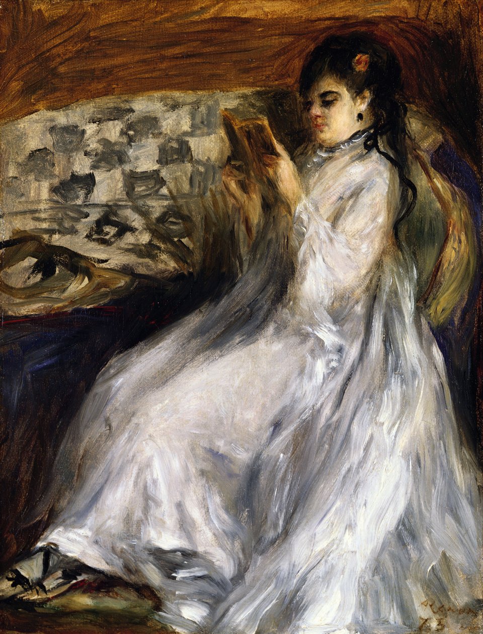 Kobieta w białym czytaniu autorstwa Pierre Auguste Renoir