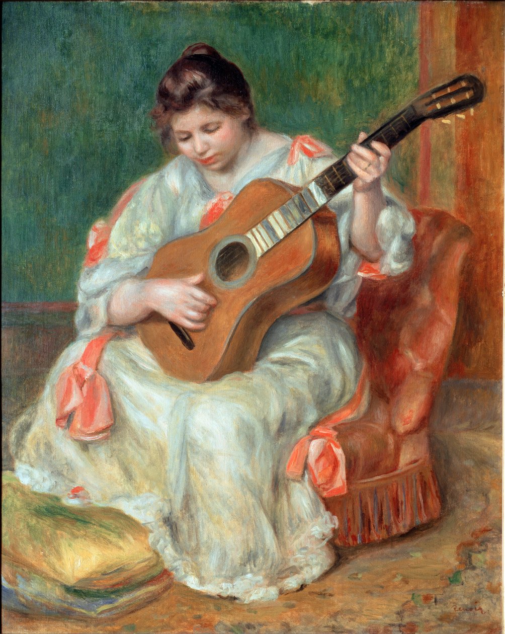 Kobieta gra na gitarze autorstwa Pierre Auguste Renoir