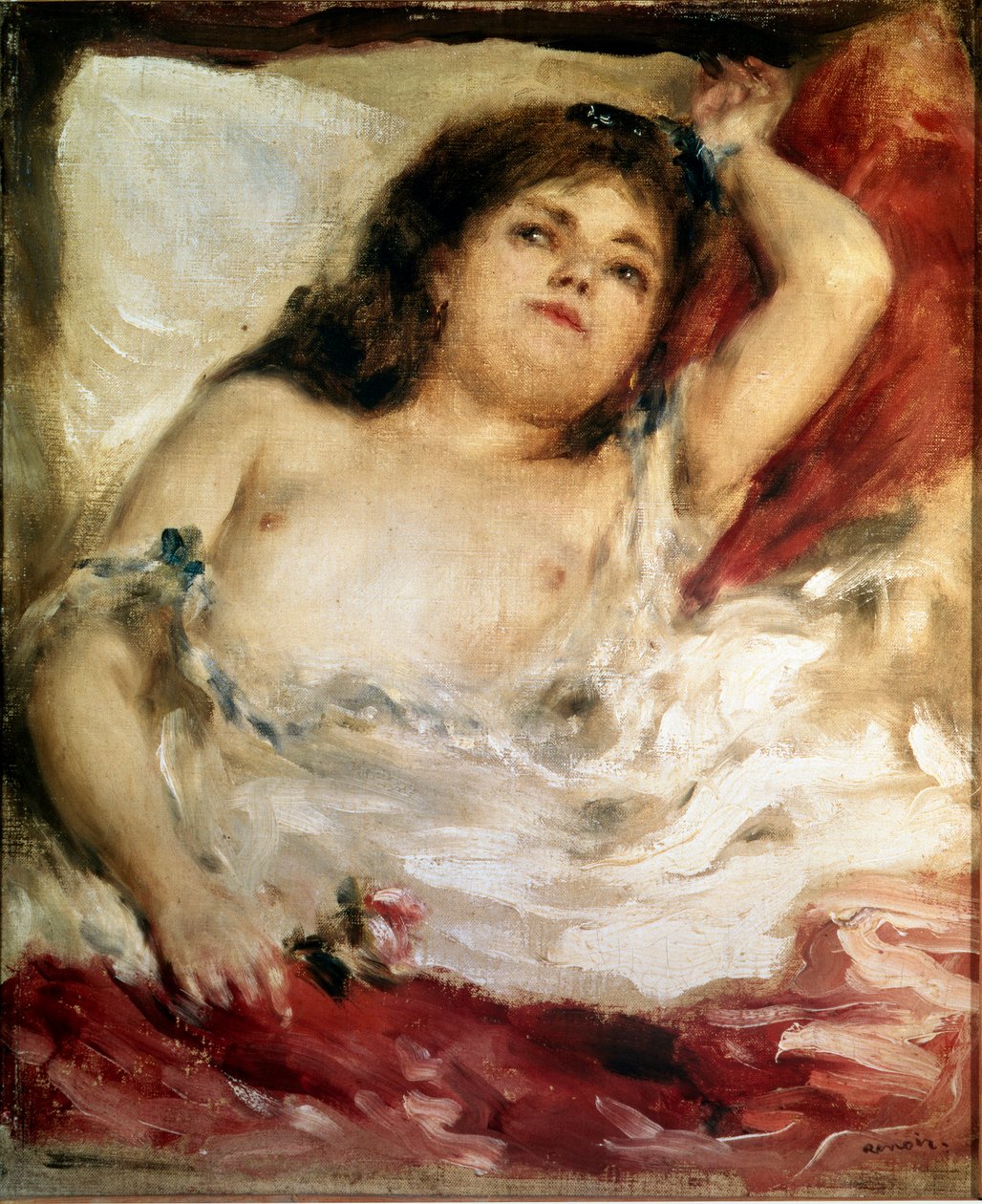Kobieta rozciąga się: róża. Obraz Pierre Auguste Renoir (Pierre-Auguste autorstwa Pierre Auguste Renoir