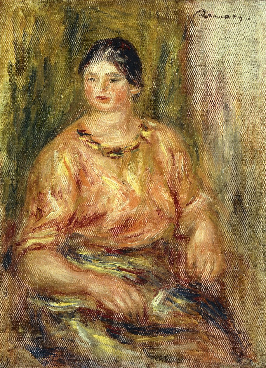 Kobieta z Różanym Stanikiem; Femme au Corsage Rose autorstwa Pierre Auguste Renoir