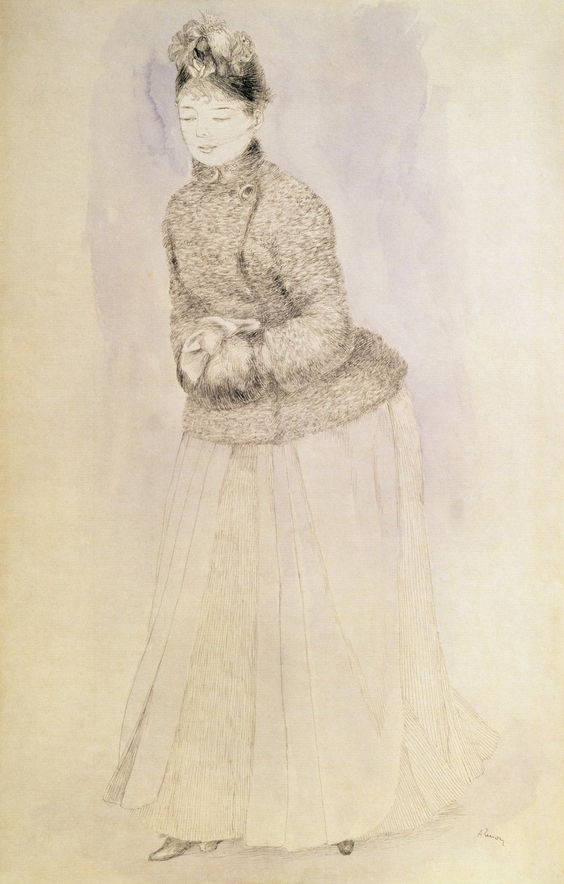 Kobieta z mufką autorstwa Pierre Auguste Renoir