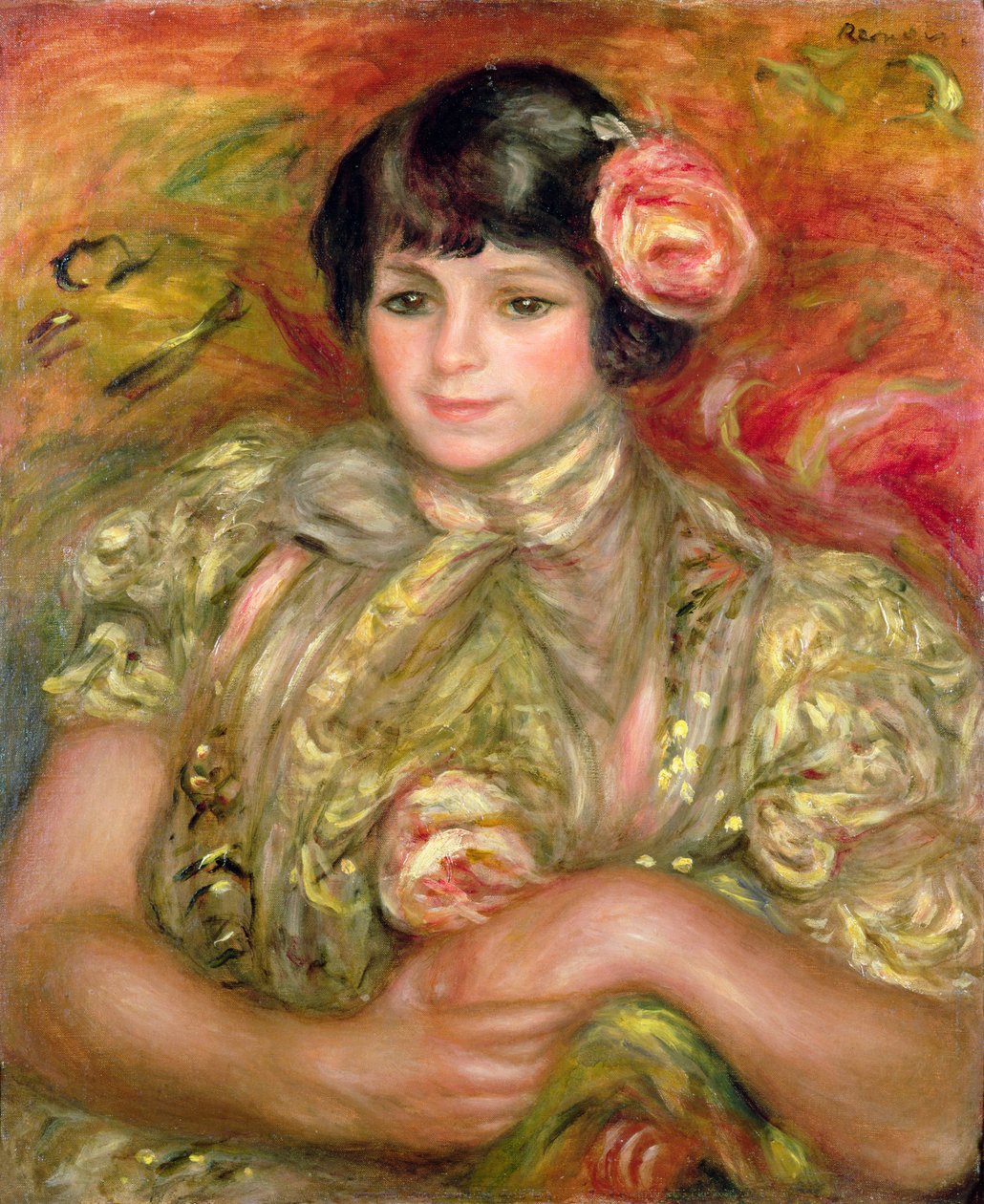 Kobieta z różą autorstwa Pierre Auguste Renoir