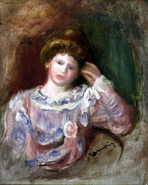Kobieta z głową w ręku, ok. 1907 (olej na płótnie) autorstwa Pierre Auguste Renoir
