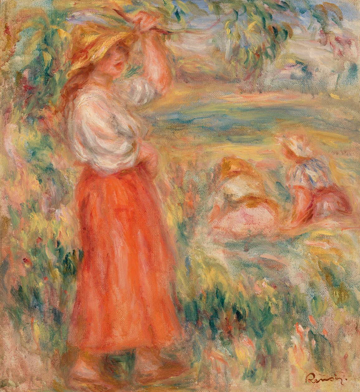 Kobiety na polach (mistrzynie Femmes aux) autorstwa Pierre Auguste Renoir