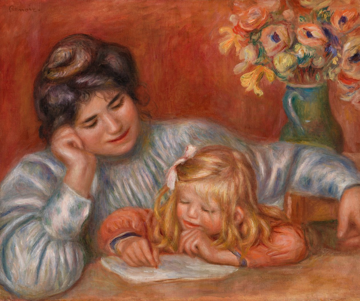 Lekcja pisania autorstwa Pierre Auguste Renoir