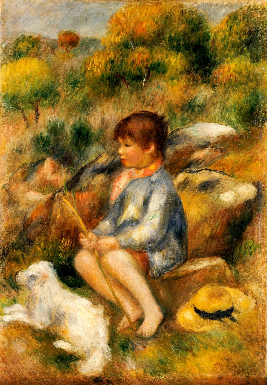 Młody chłopiec nad potokiem, 1890 autorstwa Pierre Auguste Renoir