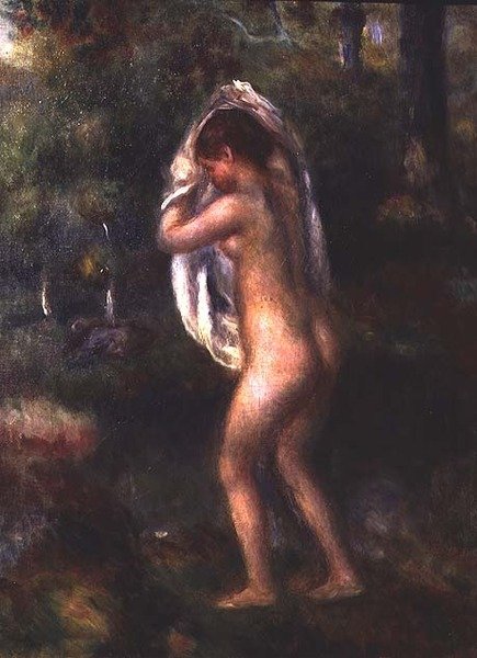 Młoda dziewczyna rozbiera się (olej na płótnie) autorstwa Pierre Auguste Renoir