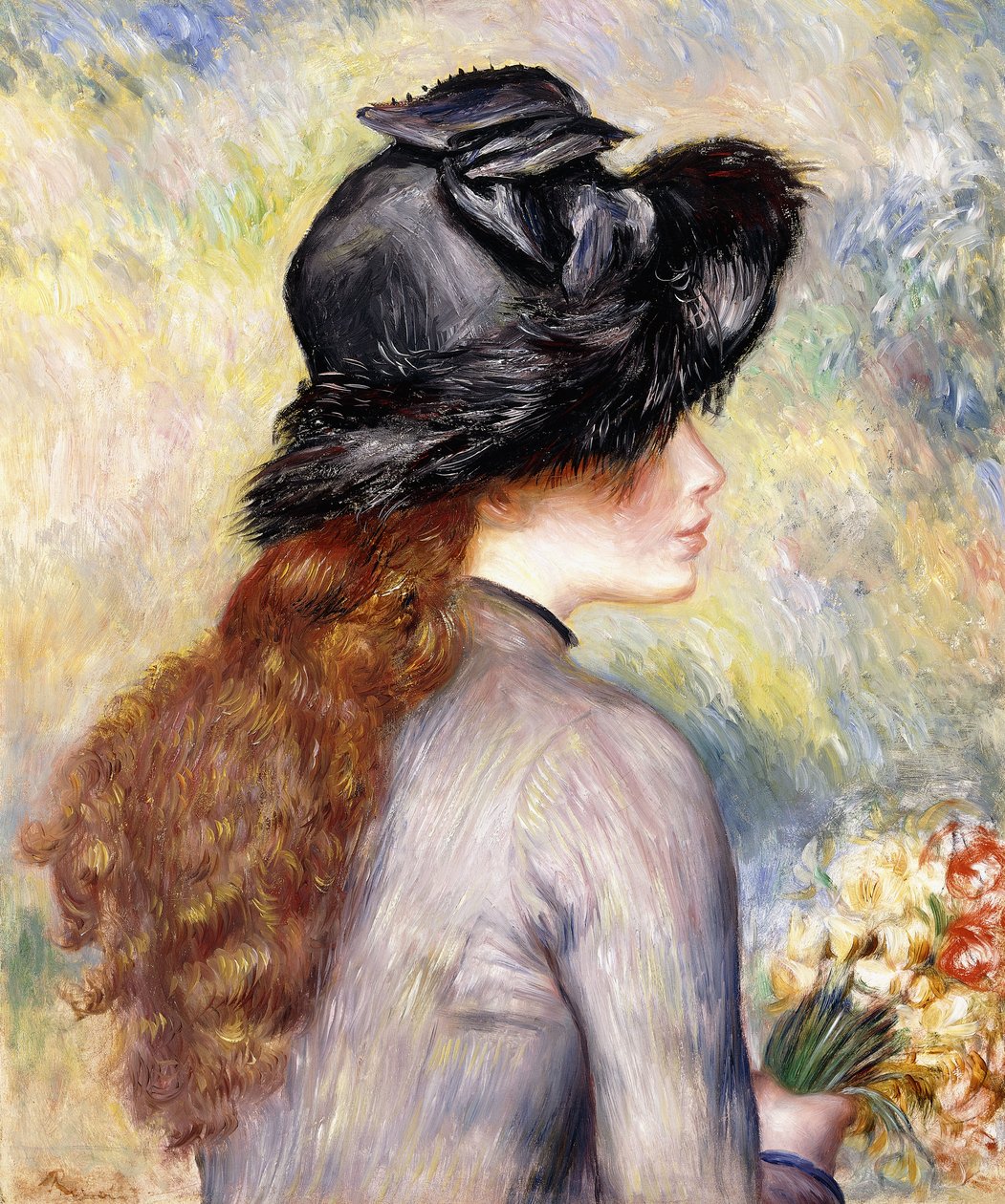 Młoda dziewczyna trzymająca bukiet tulipanów, ok. 1878 r. autorstwa Pierre Auguste Renoir