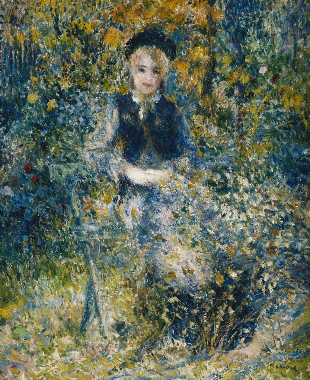 Młoda dziewczyna na ławce; Młoda dziewczyna na ławce, 1875 autorstwa Pierre Auguste Renoir