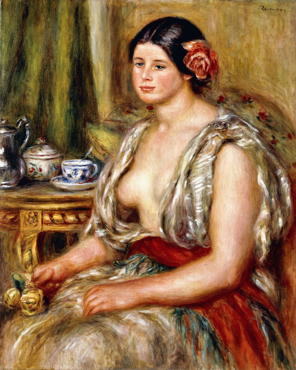 Młoda dziewczyna siedząca w orientalnym stroju, 1905 autorstwa Pierre Auguste Renoir