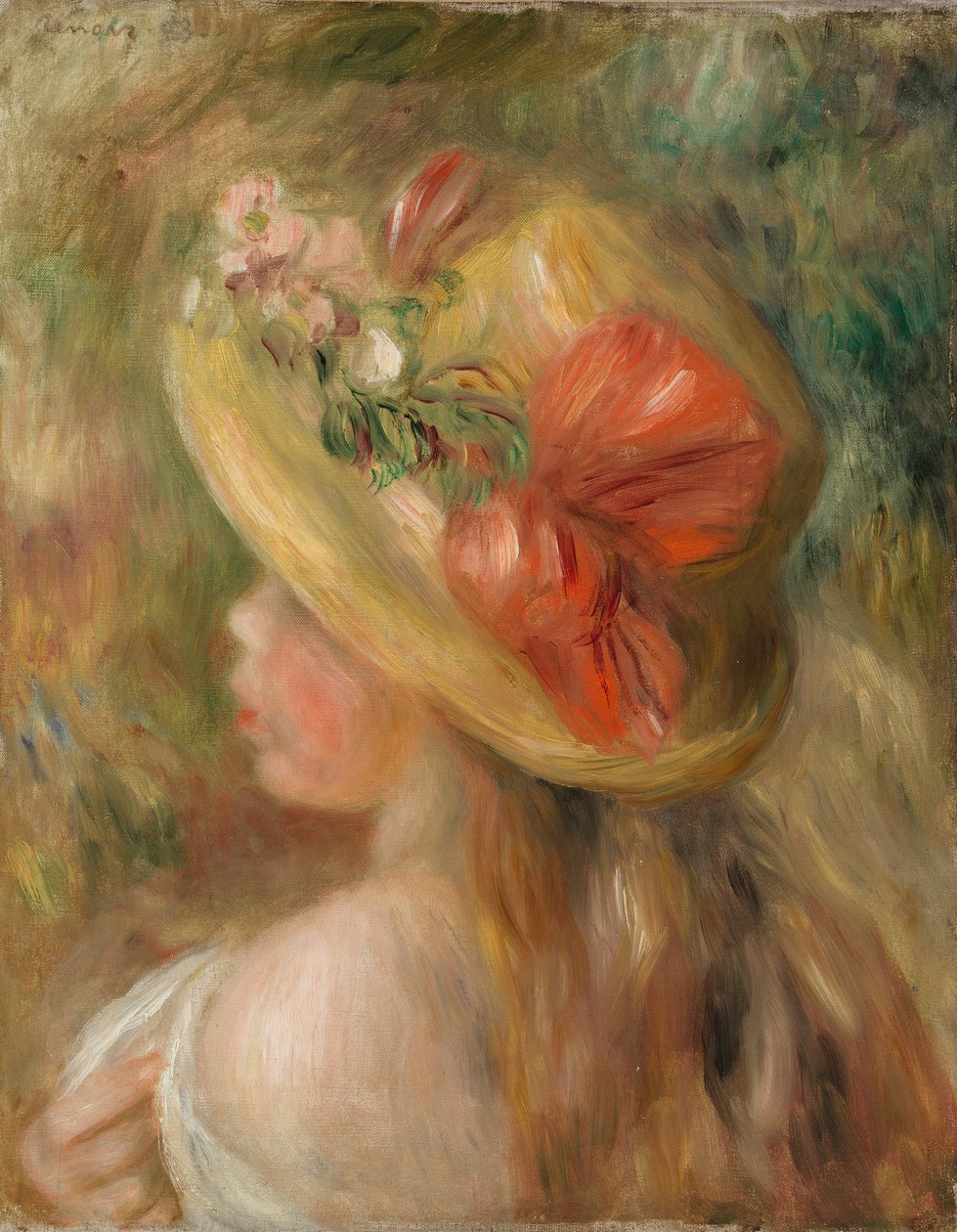 Młoda dziewczyna w kapeluszu autorstwa Pierre Auguste Renoir