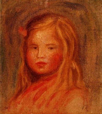 Młoda dziewczyna z długimi włosami (olej na płótnie) autorstwa Pierre Auguste Renoir