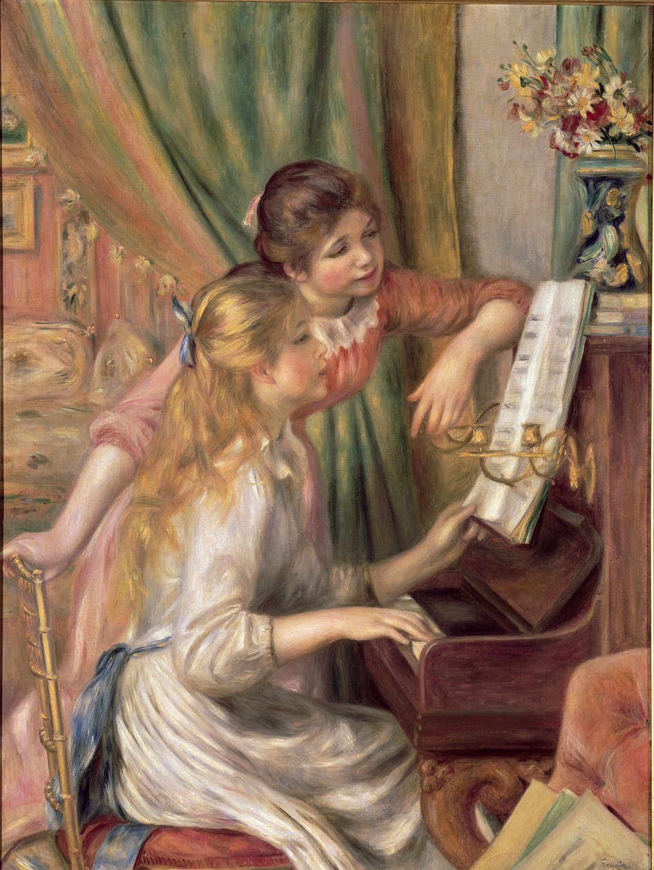 Młode dziewczyny przy fortepianie autorstwa Pierre Auguste Renoir