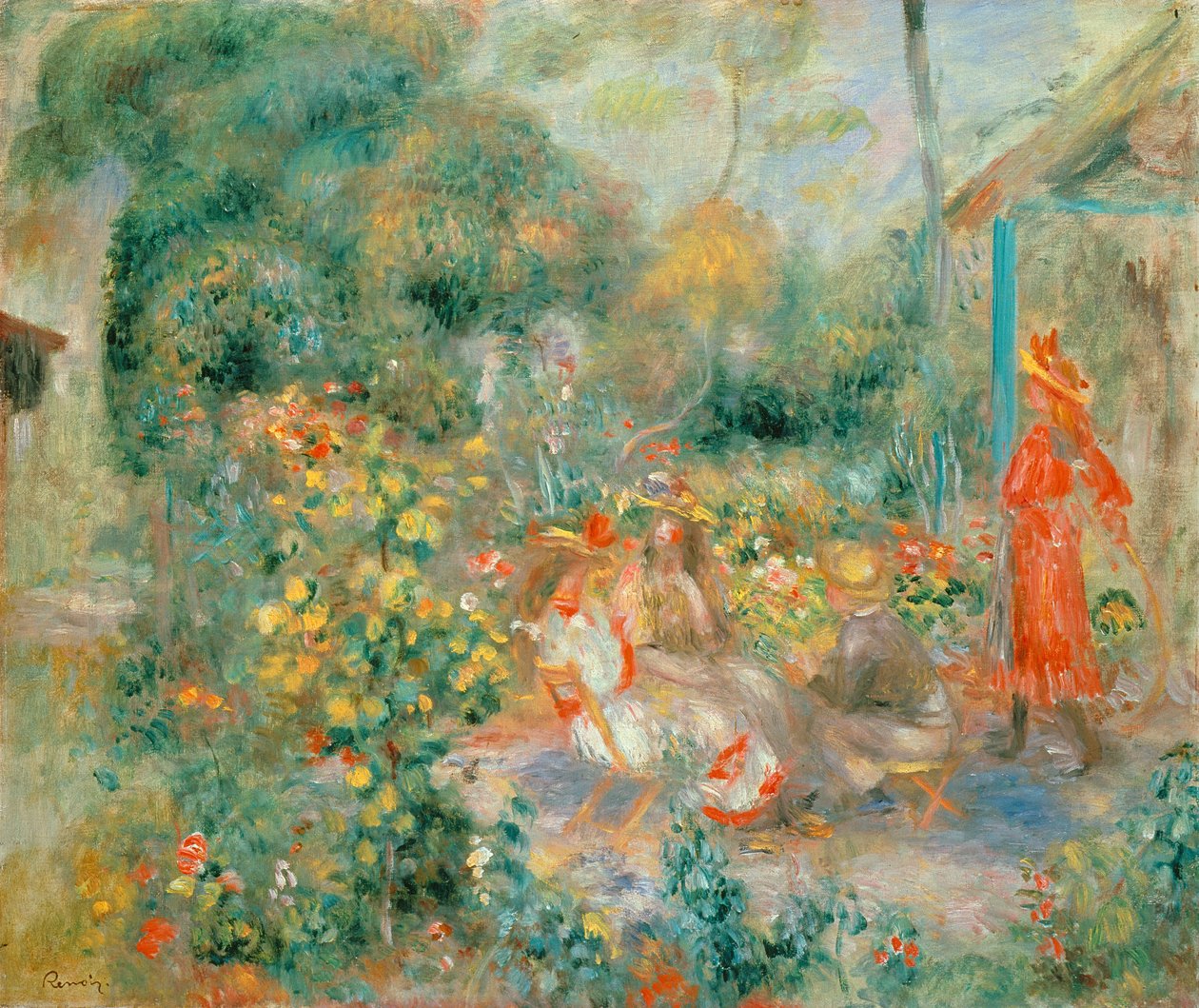 Młode dziewczyny w ogrodzie na Montmartre autorstwa Pierre Auguste Renoir