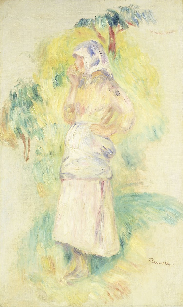 Młody chłop je jabłko; Wieśniaczka je jabłko, ok. 1894 r. autorstwa Pierre Auguste Renoir