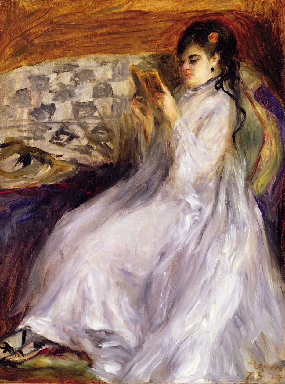 Młoda kobieta czytająca, ok. 1873 (olej na płótnie) autorstwa Pierre Auguste Renoir