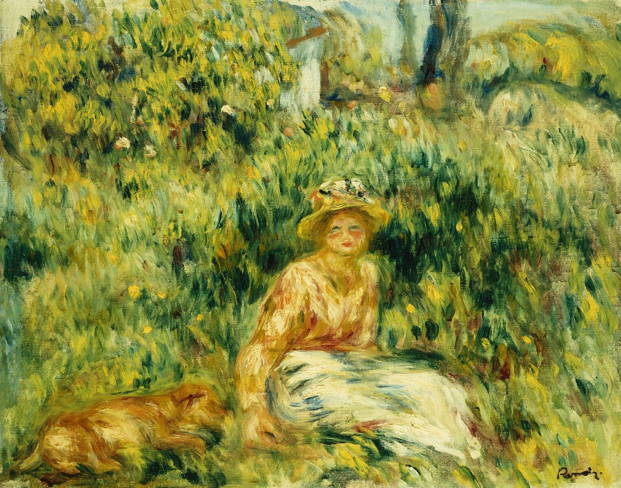 Młoda kobieta w ogrodzie; Młoda kobieta w ogrodzie, ok. 1916 autorstwa Pierre Auguste Renoir