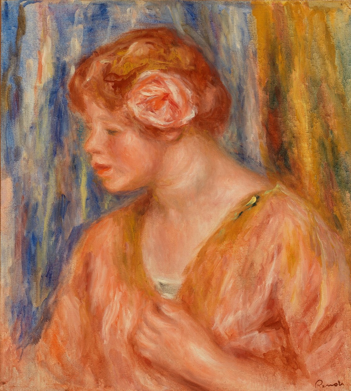 Młoda kobieta z różą autorstwa Pierre Auguste Renoir