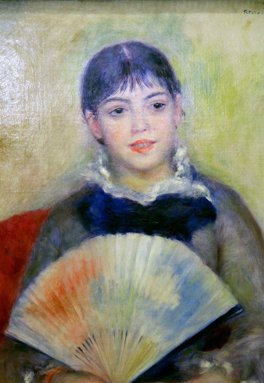 „Młoda kobieta z wachlarzem”, 1880 autorstwa Pierre Auguste Renoir