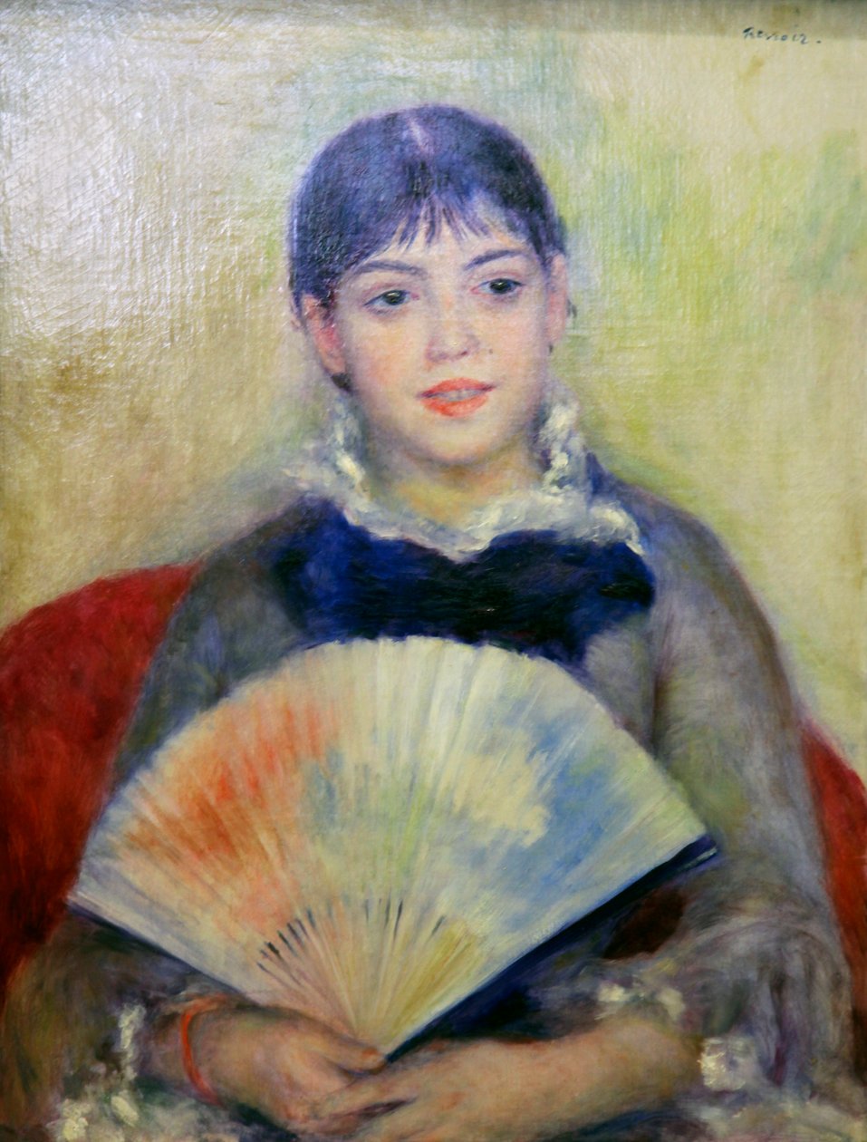 „Młoda kobieta z wachlarzem”, 1880 autorstwa Pierre Auguste Renoir