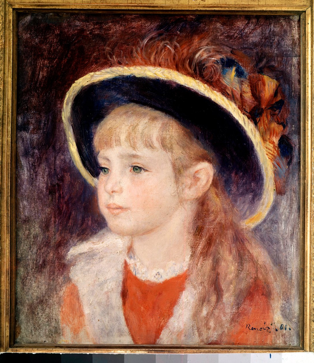 Młoda dziewczyna w niebieskim kapeluszu: portret Jeanne (Jane) Henriot (1878-1900), martwej brulee żywej w ogniu Komedii Francuskiej 9 marca autorstwa Pierre Auguste Renoir